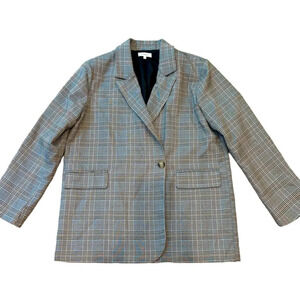 Böhme Women’s Blazer Houndstooth Plaid Academia One Button Large